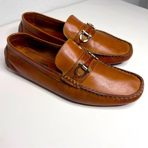 Donato Marrone Amazonas Cognac Tan Brown Leather Driver Loafers 9.5 D - Picture 7 of 13